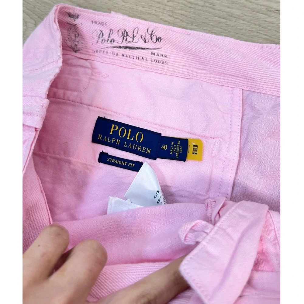 Polo Ralph Lauren 8-Inch Straight Fit Linen-Cotton Carmel Pink Shorts